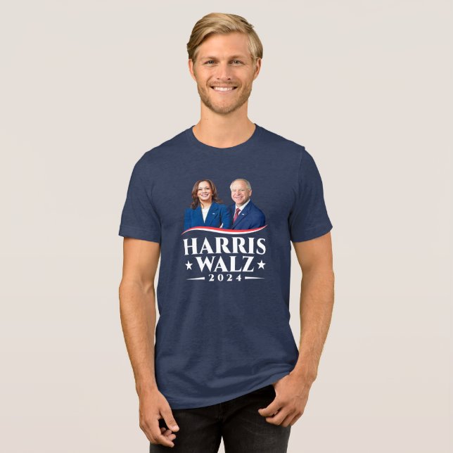 Harris Walz 2024 election photo campaign  Tri-Blend Shirt (Front Full)