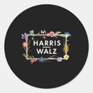 Harris Walz 2024 Floral Flowers Harris Waltz 2024 Classic Round Sticker
