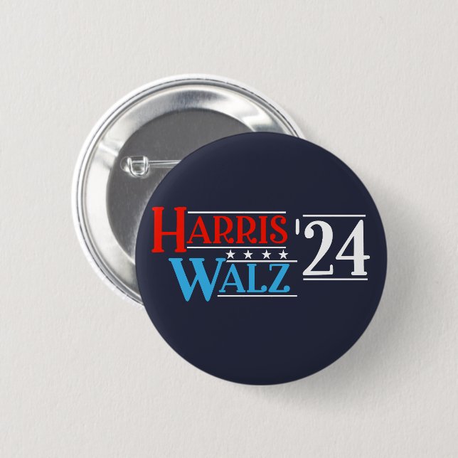 Harris Walz 2024 for President 6 Cm Round Badge (Front & Back)