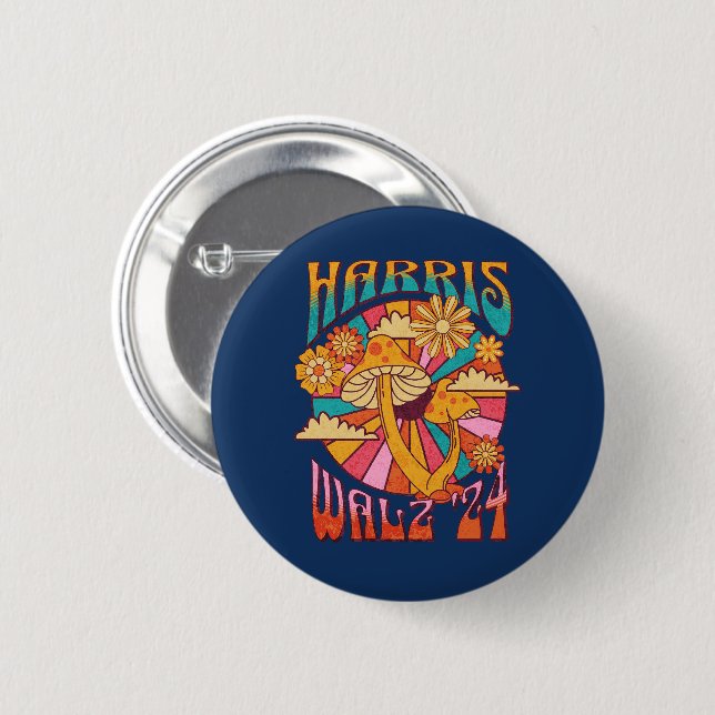 Harris Walz 2024 for President 6 Cm Round Badge (Front & Back)
