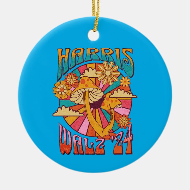 Harris Walz 2024 for President Ceramic Tree Decoration (Front)