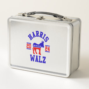 Harris Walz 2024 for President Patriotic Democrat Metal Lunch Box