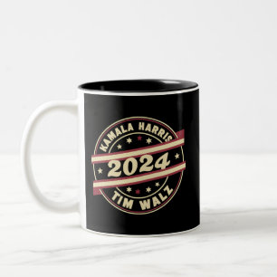 Harris Walz 2024 for President Patriotic Kamala  Two-Tone Coffee Mug