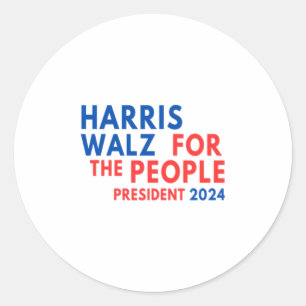 Harris Walz 2024 For The People Classic Round Sticker