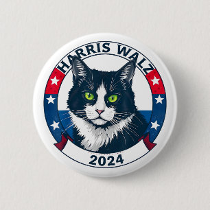 Harris Walz 2024 Funny Cat Election Kamala Harris 6 Cm Round Badge