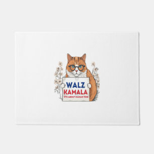 Harris Walz 2024 kamala cat  Doormat