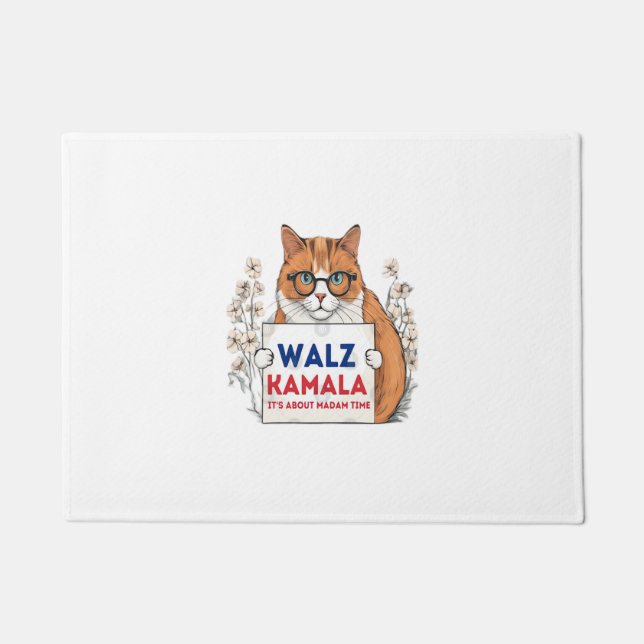 Harris Walz 2024 kamala cat  Doormat (Front)