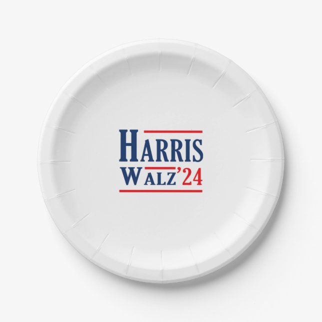 Harris Walz 2024 Kamala Harris President Tim Walz  Paper Plate (Front)