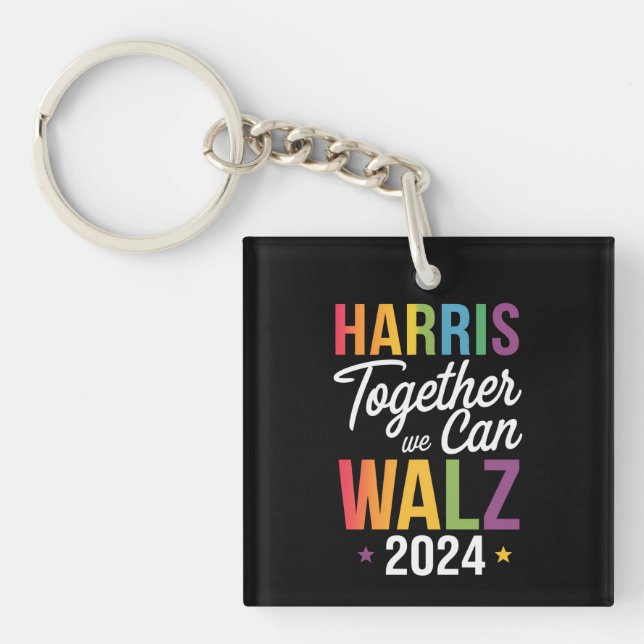 Harris Walz 2024 Kamala Together We Can LGBT Key Ring (Front)