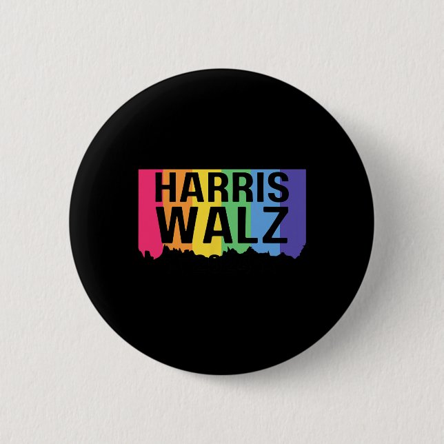 Harris Walz 2024 Lgbtq Gay Pride Rainbow Kamala Ha 6 Cm Round Badge (Front)
