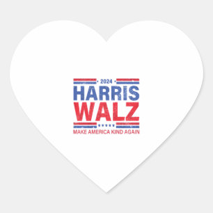 Harris Walz 2024 Make America Kind Again  Heart Sticker