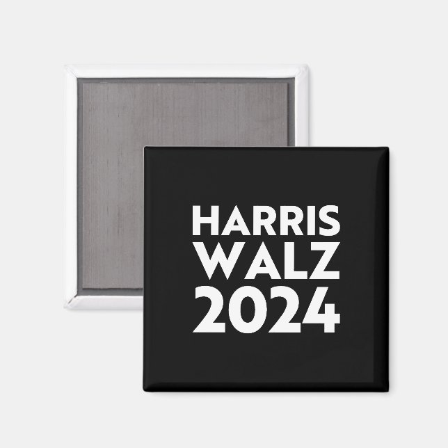 Harris Walz 2024 modern typography white and black Magnet (Front/Back)