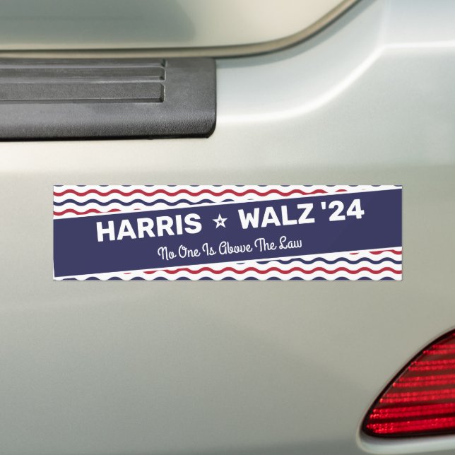Harris Walz 2024 - No One Is Above The Law Bumper Sticker (On Car)