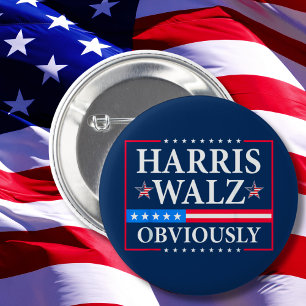 Harris Walz 2024 Obviously 6 Cm Round Badge