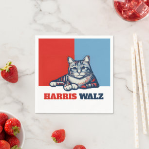Harris Walz 2024 Obviously Cat Napkin