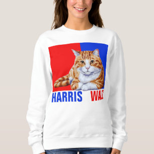 Harris Walz 2024 Obviously Cat Red Blue Sweatshirt