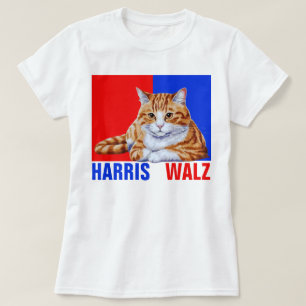Harris Walz 2024 Obviously Cat Red Blue T-Shirt