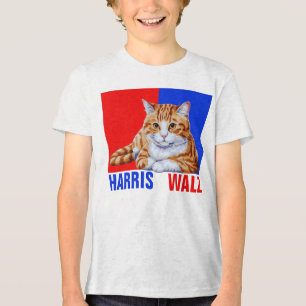 Harris Walz 2024 Obviously Cat Red Blue Tri-Blend Shirt