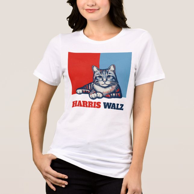 Harris Walz 2024 Obviously Cat Tri-Blend Shirt (Front)