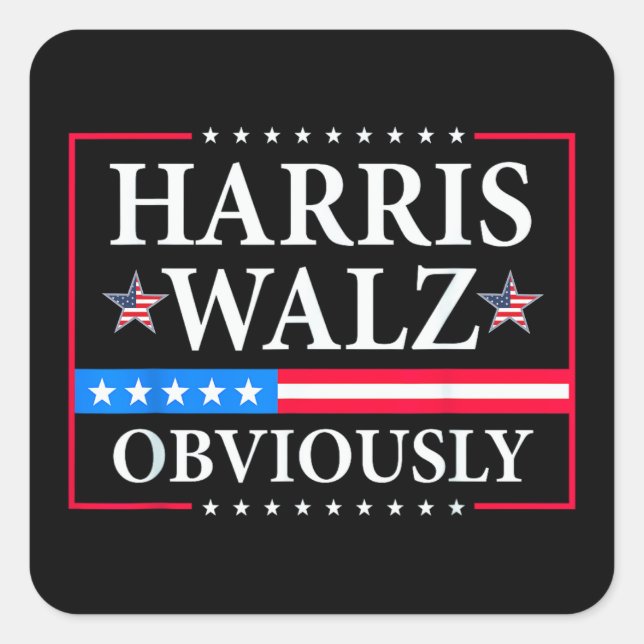 Harris Walz 2024 Obviously | Tim Walz Square Sticker (Front)