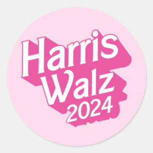 Harris Walz 2024 Pink Classic Round Sticker