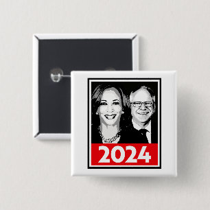 Harris Walz 2024 Poster 15 Cm Square Badge