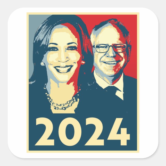 Harris Walz 2024 Poster Square Sticker (Front)