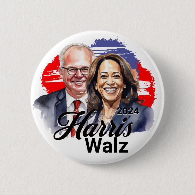 Harris Walz 2024 Presidential Election 6 Cm Round Badge (Front)