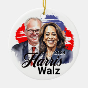 Harris Walz 2024 Presidential Election Ceramic Tree Decoration