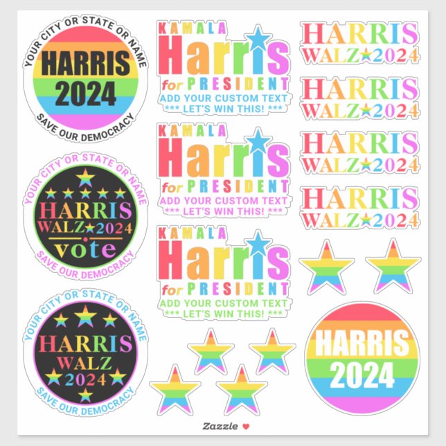 Harris Walz 2024 Pride Assortment 17 Political (Sheet)