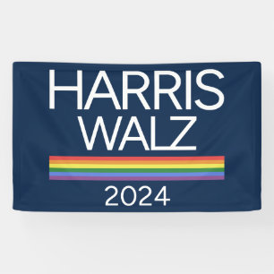 Harris Walz 2024 Rainbow LGBTQ Pride Flag Banner
