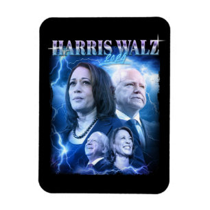 Harris Walz 2024 Retro 90s Style Magnet