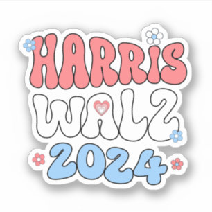 Harris Walz 2024 Retro Hippie Style