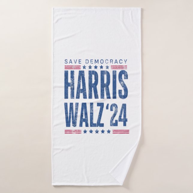 Harris Walz 2024 Save Democracy  Bath Towel (Bath Towel)
