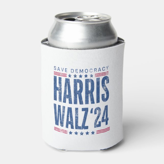 Harris Walz 2024 Save Democracy  Can Cooler (Can Front)