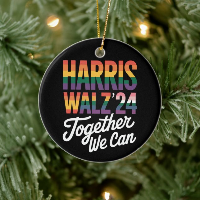 Harris Walz 2024 Together We Can Election LGBTQIA  Ceramic Tree Decoration (Tree)
