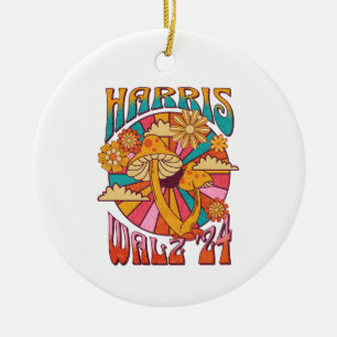 Harris Walz 2024 Trendy Boho Hippie Mushroom Ceramic Tree Decoration