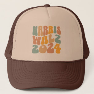 Harris Walz 2024 Trendy Wavy Boho Trucker Hat