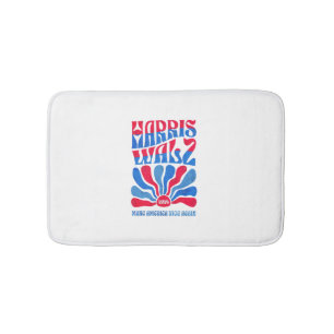 Harris Walz 2024 Vintage Boho Groovy Retro red Blu Bath Mat