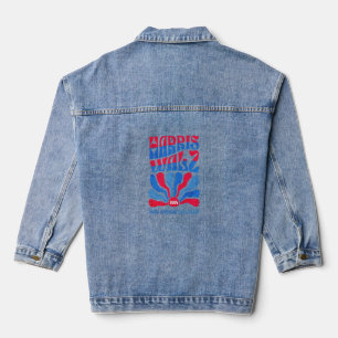 Harris Walz 2024 Vintage Boho Groovy Retro red Blu Denim Jacket