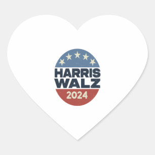 HARRIS WALZ 2024 VOTE FOR KAMALA HARRIS TIM WALZ HEART STICKER