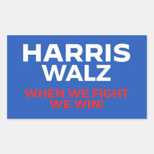 Harris Walz 2024 - When We Fight We Win! Rectangular Sticker