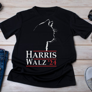 Harris Walz '24 Cat Silhouette Campaign T-Shirt
