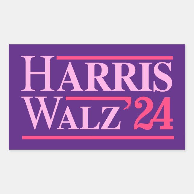 Harris Walz '24 Pink Rectangular Sticker (Front)