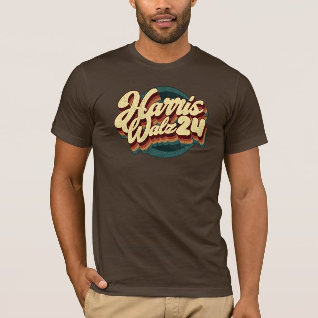 Harris Walz 24 Retro T-Shirt (Front)