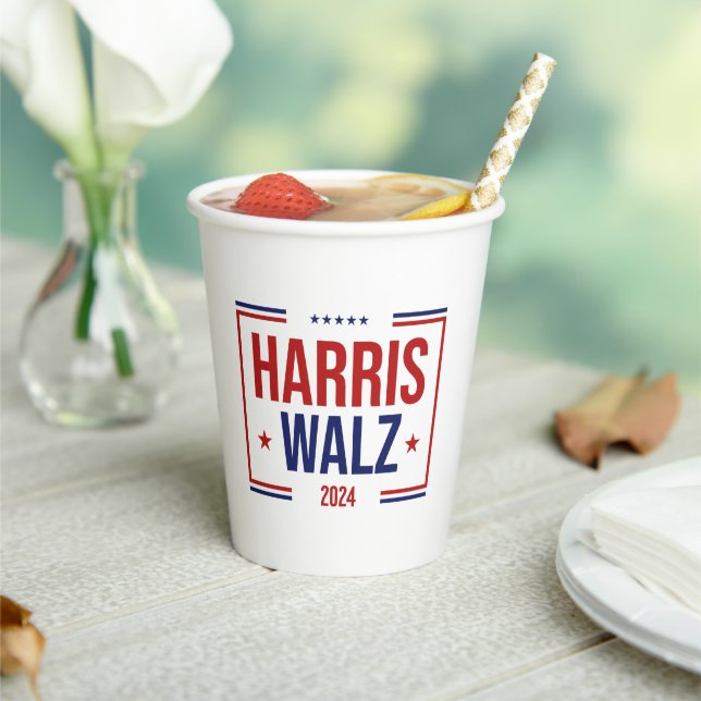 Harris Walz Campaign Election Paper Cups (Insitu)