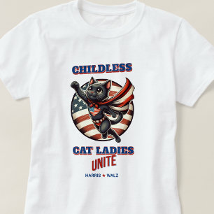 Harris Walz Childless Cat Ladies Unite Hero Cat T-Shirt
