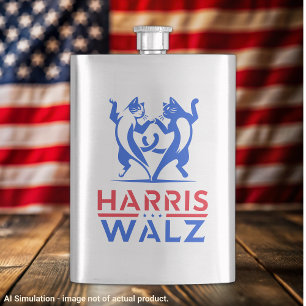 Harris Walz - Dancing Cats Classic Stainless Steel Hip Flask