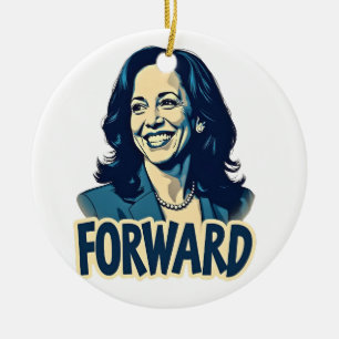 Harris Walz Election 2024 Forward Gift  Ceramic Tree Decoration