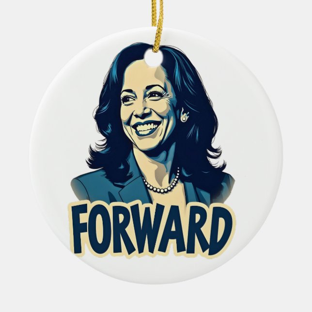 Harris Walz Election 2024 Forward Gift  Ceramic Tree Decoration (Front)